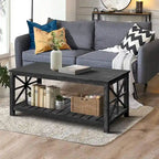 GDFStudio - Table Basse Nathaniel en Bois Rustique avec Rangement Spacieux - 47.24 L x 23.62 P x 19.68 H