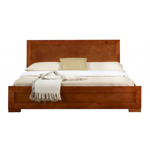 Cadre de lit Queen en bois brun – Lit plateforme classique en bois massif