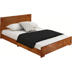 Cadre de lit Queen en bois brun – Lit plateforme classique en bois massif