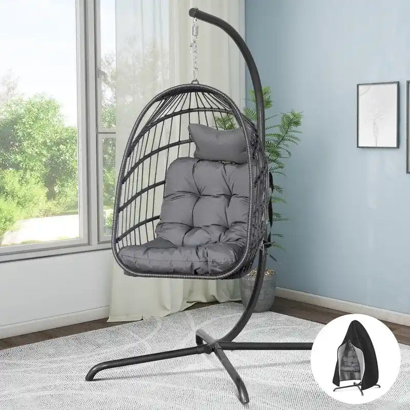 Fauteuil balançoire œuf d'intérieur avec support – Chaise suspendue de 159 kg pour salon