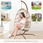 Fauteuil balançoire œuf d'intérieur avec support – Chaise suspendue de 159 kg pour salon