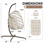 Fauteuil balançoire œuf d'intérieur avec support – Chaise suspendue de 159 kg pour salon