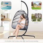 Fauteuil balançoire œuf d'intérieur avec support – Chaise suspendue de 159 kg pour salon