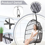 Fauteuil balançoire œuf d'intérieur avec support – Chaise suspendue de 159 kg pour salon