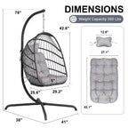 Fauteuil balançoire œuf d'intérieur avec support – Chaise suspendue de 159 kg pour salon