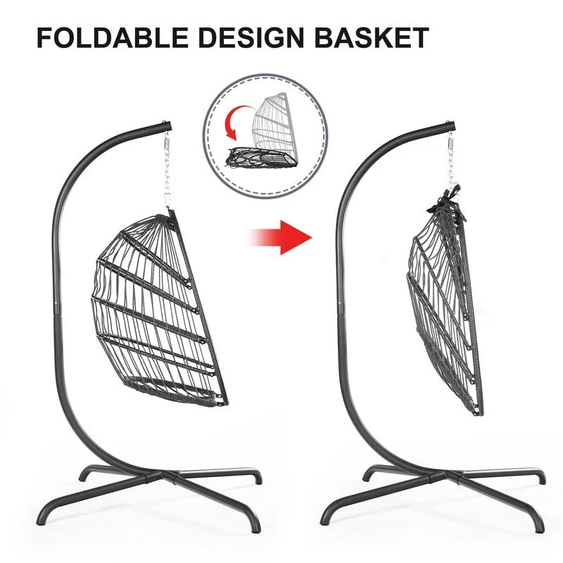 Fauteuil balançoire œuf d'intérieur avec support – Chaise suspendue de 159 kg pour salon