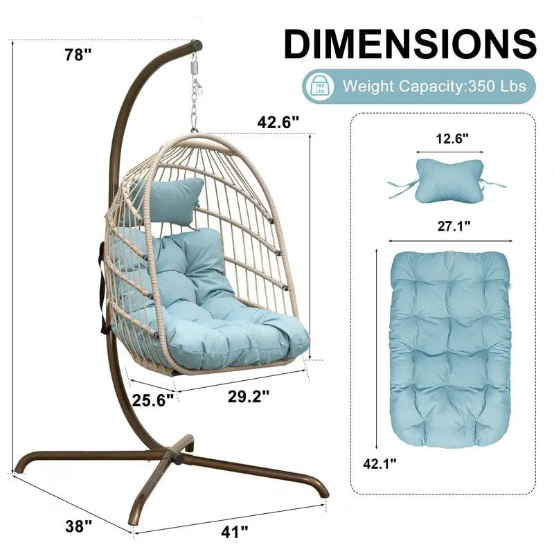 Fauteuil balançoire œuf d'intérieur avec support – Chaise suspendue de 159 kg pour salon
