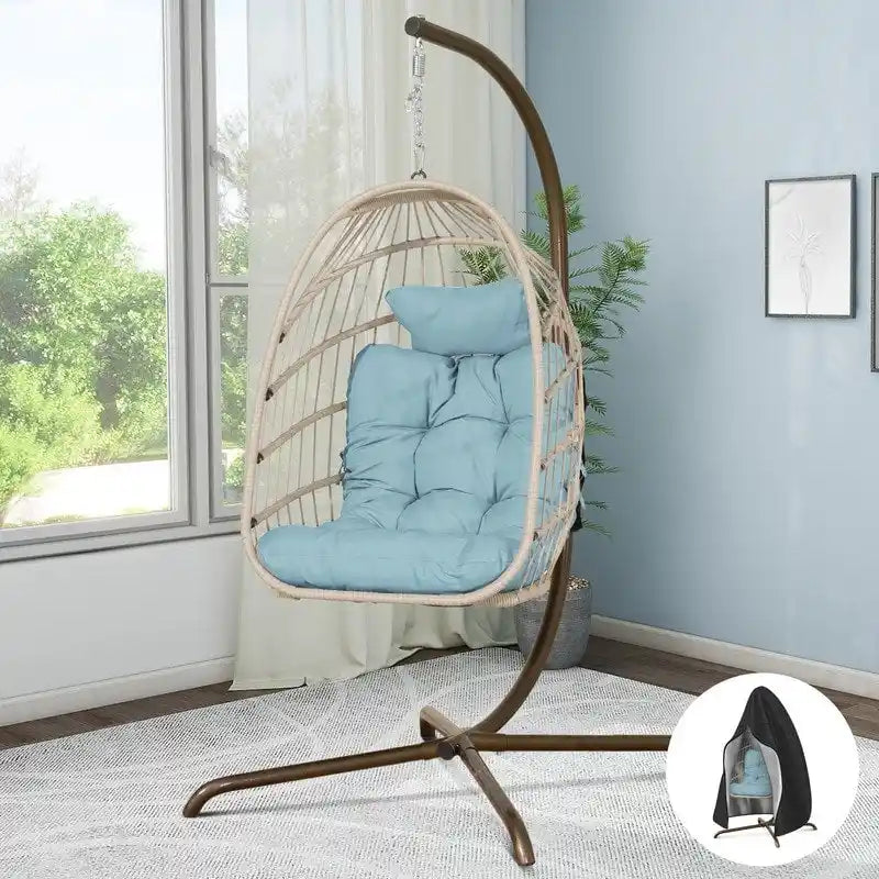 Fauteuil balançoire œuf d'intérieur avec support – Chaise suspendue de 159 kg pour salon