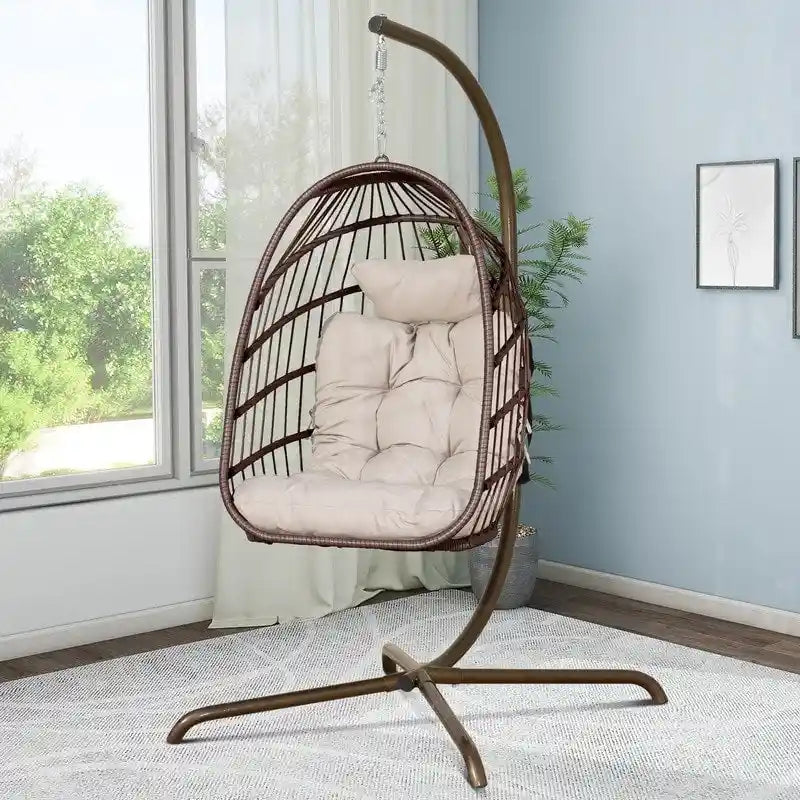 Fauteuil balançoire œuf d'intérieur avec support – Chaise suspendue de 159 kg pour salon