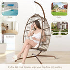 Fauteuil balançoire œuf d'intérieur avec support – Chaise suspendue de 159 kg pour salon