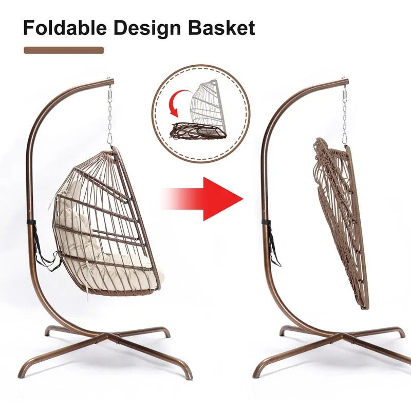 Fauteuil balançoire œuf d'intérieur avec support – Chaise suspendue de 159 kg pour salon