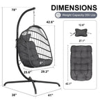 Fauteuil balançoire œuf d'intérieur avec support – Chaise suspendue de 159 kg pour salon