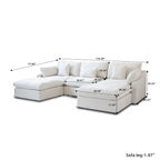 Canapé modulaire sectionnel Cloud, canapé surdimensionné en U de 303 cm avec chaises longues et poufs pour salon