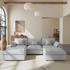 Canapé modulaire sectionnel Cloud, canapé surdimensionné en U de 303 cm avec chaises longues et poufs pour salon