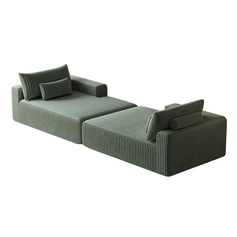 Sectionnel 102 en velours côtelé Corduroy Cloud avec canapé-lit inclinable, conception sans assemblage et dossier ergonomique