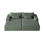 Sectionnel 102 en velours côtelé Corduroy Cloud avec canapé-lit inclinable, conception sans assemblage et dossier ergonomique