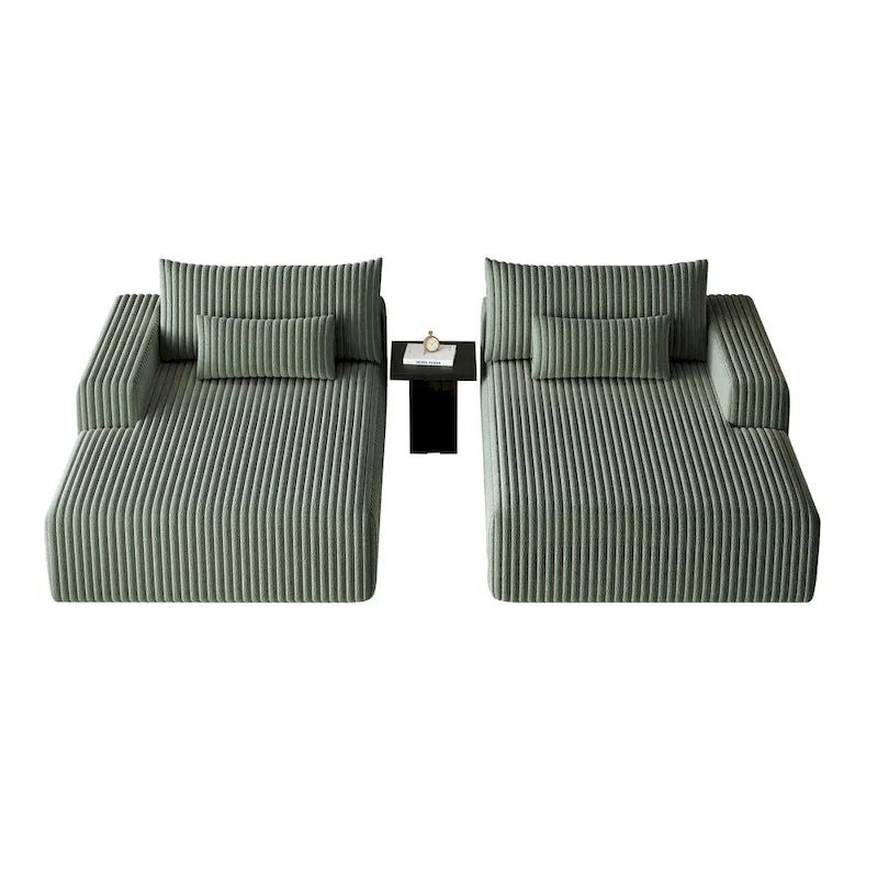Sectionnel 102 en velours côtelé Corduroy Cloud avec canapé-lit inclinable, conception sans assemblage et dossier ergonomique