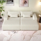 Sectionnel 102 en velours côtelé Corduroy Cloud avec canapé-lit inclinable, conception sans assemblage et dossier ergonomique