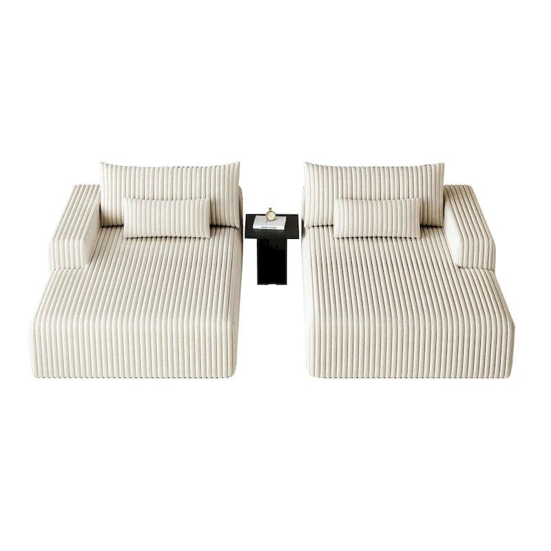 Sectionnel 102 en velours côtelé Corduroy Cloud avec canapé-lit inclinable, conception sans assemblage et dossier ergonomique