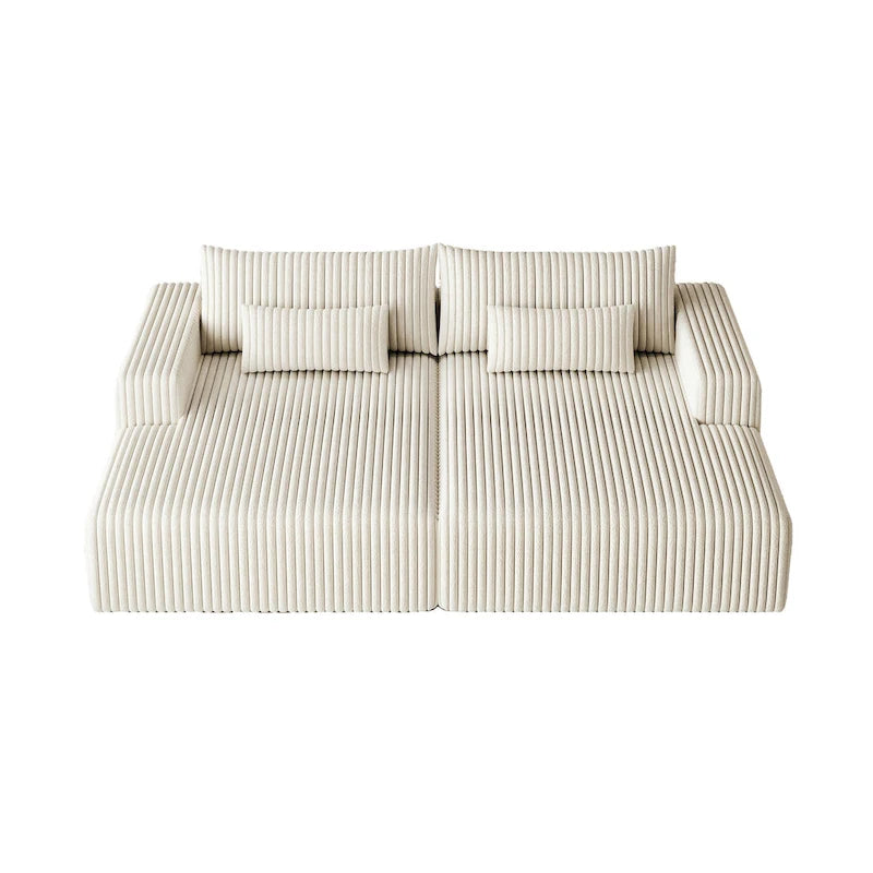 Sectionnel 102 en velours côtelé Corduroy Cloud avec canapé-lit inclinable, conception sans assemblage et dossier ergonomique