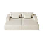 Sectionnel 102 en velours côtelé Corduroy Cloud avec canapé-lit inclinable, conception sans assemblage et dossier ergonomique