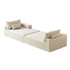 Sectionnel 102 en velours côtelé Corduroy Cloud avec canapé-lit inclinable, conception sans assemblage et dossier ergonomique