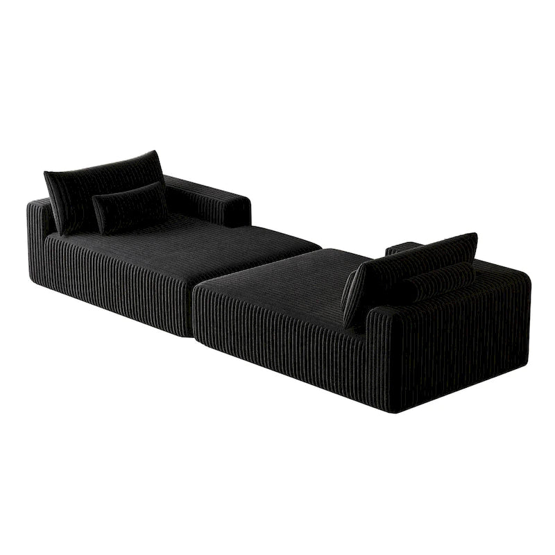 Sectionnel 102 en velours côtelé Corduroy Cloud avec canapé-lit inclinable, conception sans assemblage et dossier ergonomique