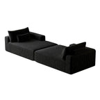 Sectionnel 102 en velours côtelé Corduroy Cloud avec canapé-lit inclinable, conception sans assemblage et dossier ergonomique