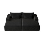 Sectionnel 102 en velours côtelé Corduroy Cloud avec canapé-lit inclinable, conception sans assemblage et dossier ergonomique