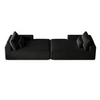Sectionnel 102 en velours côtelé Corduroy Cloud avec canapé-lit inclinable, conception sans assemblage et dossier ergonomique