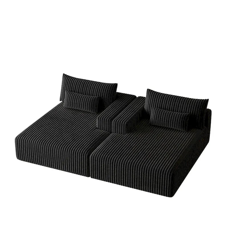 Sectionnel 102 en velours côtelé Corduroy Cloud avec canapé-lit inclinable, conception sans assemblage et dossier ergonomique