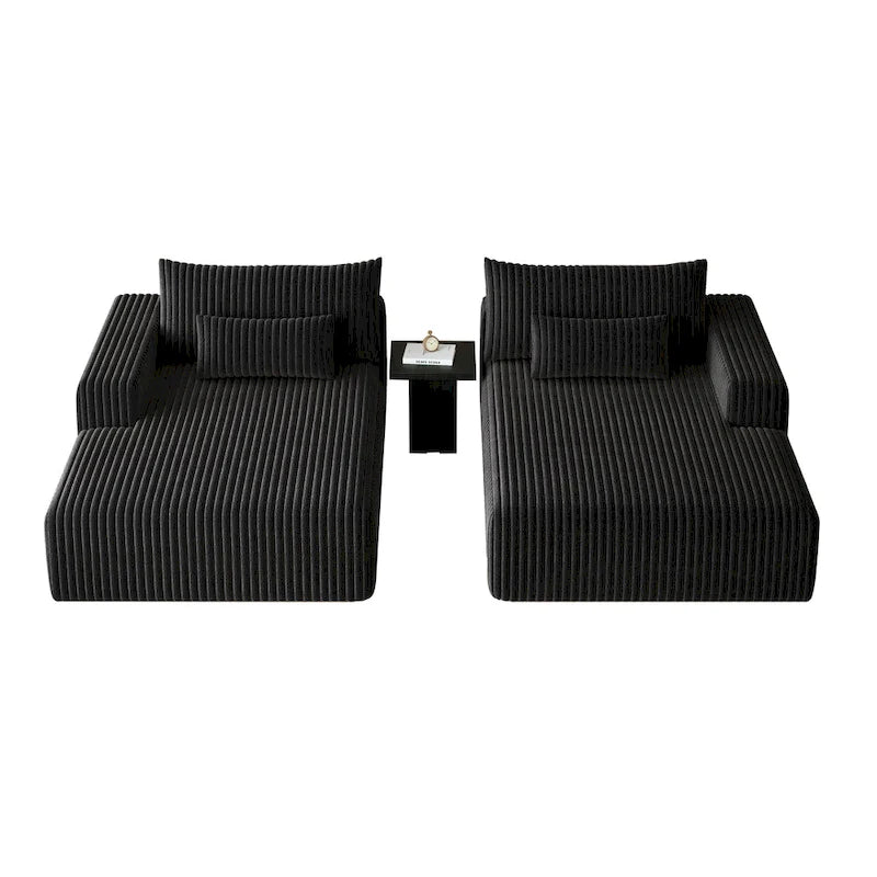 Sectionnel 102 en velours côtelé Corduroy Cloud avec canapé-lit inclinable, conception sans assemblage et dossier ergonomique