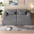 Sectionnel 102 en velours côtelé Corduroy Cloud avec canapé-lit inclinable, conception sans assemblage et dossier ergonomique