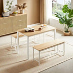 Ensemble Table à Manger Rectangulaire Industrielle avec 2 Bancs, Coin Repas, Ensemble Table de Cuisine, Pieds en Métal