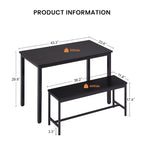 Ensemble Table à Manger Rectangulaire Industrielle avec 2 Bancs, Coin Repas, Ensemble Table de Cuisine, Pieds en Métal