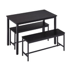 Ensemble Table à Manger Rectangulaire Industrielle avec 2 Bancs, Coin Repas, Ensemble Table de Cuisine, Pieds en Métal
