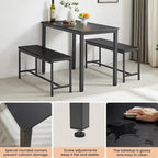 Ensemble Table à Manger Rectangulaire Industrielle avec 2 Bancs, Coin Repas, Ensemble Table de Cuisine, Pieds en Métal