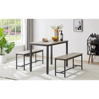 Ensemble Table à Manger Rectangulaire Industrielle avec 2 Bancs, Coin Repas, Ensemble Table de Cuisine, Pieds en Métal