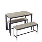 Ensemble Table à Manger Rectangulaire Industrielle avec 2 Bancs, Coin Repas, Ensemble Table de Cuisine, Pieds en Métal