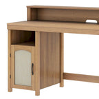 Bureau en bois de style ferme – Bandeau LED, 4 prises CA, 2 ports USB, support d'écran et tiroir