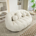 Fauteuil de salon chenille blanc 63,78 po avec rembourrage en mousse et oreillers