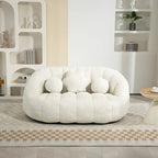 Fauteuil de salon chenille blanc 63,78 po avec rembourrage en mousse et oreillers