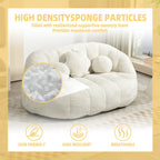 Fauteuil de salon chenille blanc 63,78 po avec rembourrage en mousse et oreillers