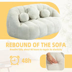 Fauteuil de salon chenille blanc 63,78 po avec rembourrage en mousse et oreillers