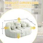 Fauteuil de salon chenille blanc 63,78 po avec rembourrage en mousse et oreillers