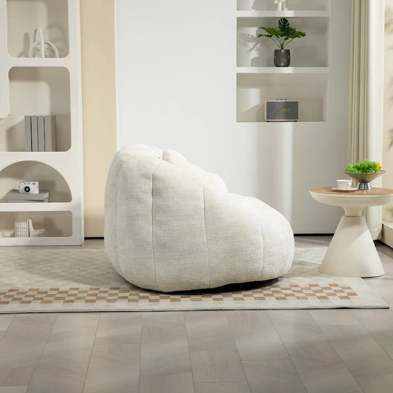 Fauteuil de salon chenille blanc 63,78 po avec rembourrage en mousse et oreillers