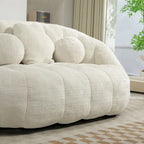 Fauteuil de salon chenille blanc 63,78 po avec rembourrage en mousse et oreillers
