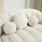 Fauteuil de salon chenille blanc 63,78 po avec rembourrage en mousse et oreillers