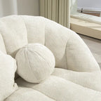 Fauteuil de salon chenille blanc 63,78 po avec rembourrage en mousse et oreillers