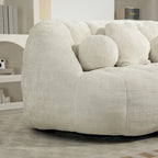 Fauteuil de salon chenille blanc 63,78 po avec rembourrage en mousse et oreillers